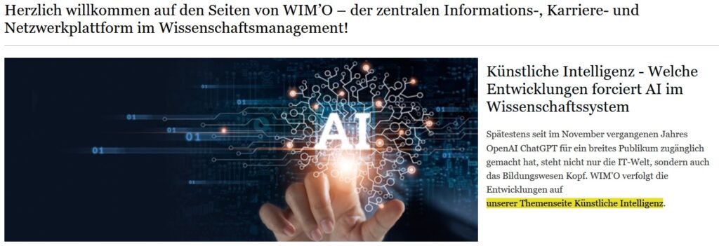 Thema Künstliche Intelligenz bei WIM'O
