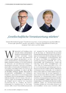 ZWM-Kolumne in der duz Wissenschaft & Management 4-2024 "Gesellschaftliche Verantwortung stärken"